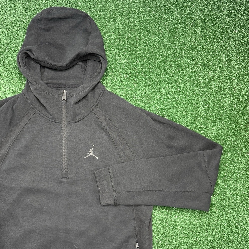 Nike Air Jordan Dri-Fit Men's Tech Jacket 1/4 Zip Hoodie Size Large Black